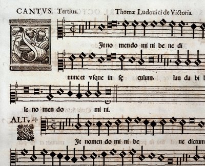 Side med musikalsk partitur av In the Name of the Lord av Thomas Louis de Victoria av Unbekannter Künstler
