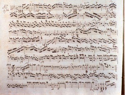 Side med partitur av en Sinfonia concertante av Pleyel av Unbekannter Künstler