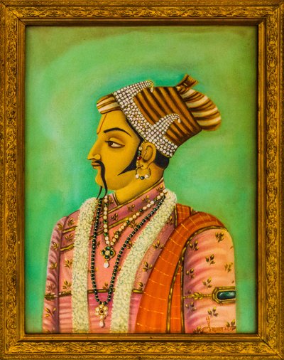 Malerier av Maharajas i City Palace, Jaisalmer, en eksotisk by i Thar-ørkenen, Jaisalmer, Rajasthan, India, Asia (bilde) av Unbekannter Künstler
