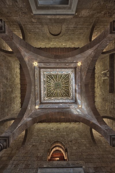 Palermo, Det kongelige palass eller Palazzo dei Normanni (normannernes palass), Joharia-tårnet, vindrommet: trekant med vindenes rose (kompassrosen) i sentrum Zenithalutsikt av Unbekannter Künstler