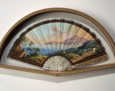 Papirviftemodell med et gouache-maleri som representerer destinasjonene til Grand Tour, vanligvis en praktisk reise av kunstnere og intellektuelle fra 1700- og 1800-tallet i middelhavslandene under deres ungdom for deres utdannelse og berikelse av Unbekannt
