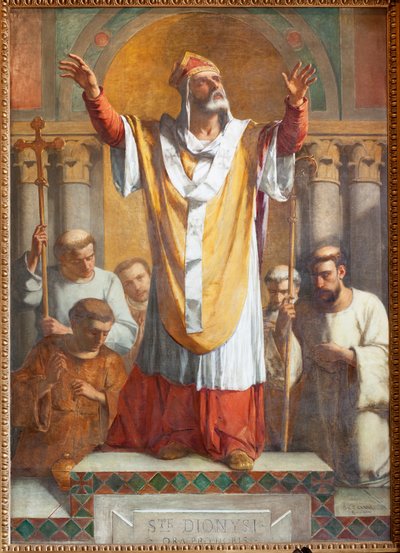 Sognekirke (Parochiale kerk Sint-Dionysius van Lede). Interiør. Sørgang. Alteret. Maleri. Saint Denis. Signert og datert 1854 ThEodore-Joseph Canneel. av Unbekannter Künstler