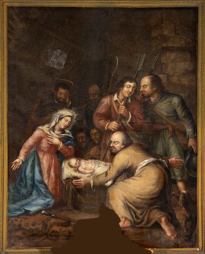 Sognekirke (Schendelbeke, sognekirke Sint-Amandus). Maleri. av Unbekannter Künstler