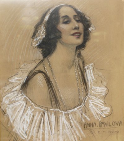 Pastelltegning av den russiske ballettdanseren Anna Pavlova ved London Jewish Cultural Centre, London, Storbritannia. av Unbekannt