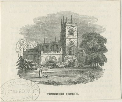 Penkridge Church: tresnittsgravering, og [?1800-tallet] av Unbekannt