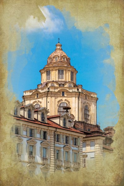 Piazza Castello: kirken San Lorenzo, Torino, Piemonte, Italia (manipulert bilde) av Unbekannt