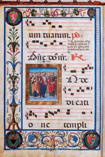 Piccolomini bibliotek: korbok, torsk. 26.R, ff. 29v med "Kristus og alle hellige", av Giovanni di Taldo. av Unbekannter Künstler