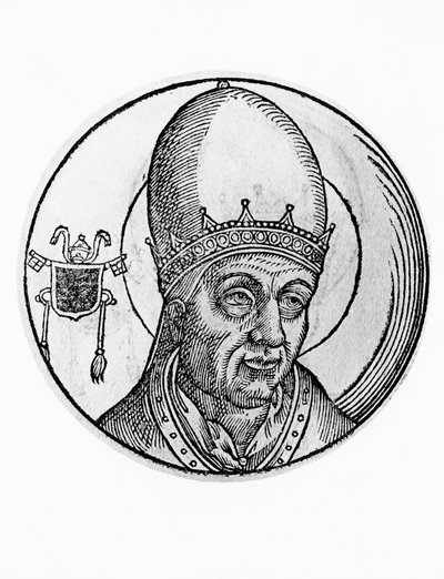 Portrett av Johannes III (død 574), 61. pave av den katolske kirke fra 561, gravering av William M. Timlin