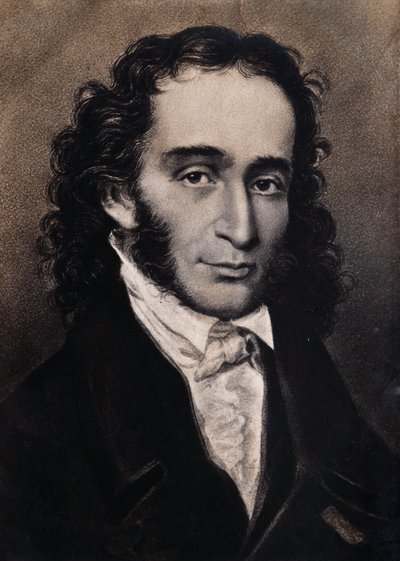 Portrett av Niccolo Paganini (gravering) av Unbekannter Künstler