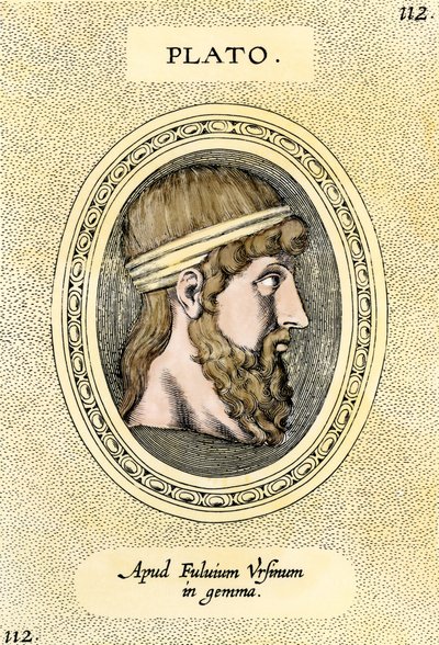 Portrett av den greske filosofen Platon (428–348 f.Kr.) Gravering. av Unbekannter Künstler