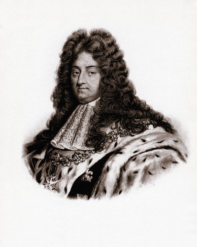 Portrett av kongen av Frankrike, Ludvig XIV (1638–1715), gravering fra 1800-tallet av Unbekannter Künstler