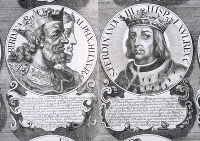 Portretter av Berengaria av Castilla og Ferdinand III av Castilla (litho) av Unbekannt