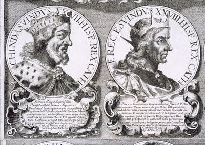 Porträts von Chindasuinth und Recceswinth (Lithografie) von Unbekannt