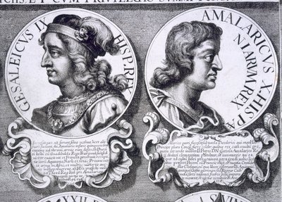 Portretter av Gesalec og Amalaric (litho) av Unbekannt