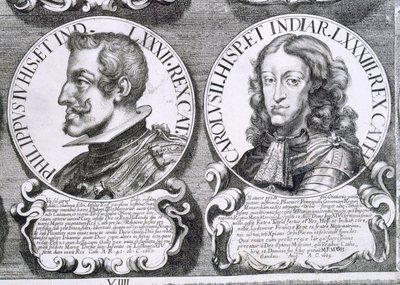 Portretter av Philip IV og Charles II (litho) av Unbekannt