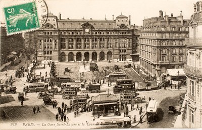 Postkort/Gare Saint Lazare/Paris/Seine/Ile de France/Frankrike av William M. Timlin