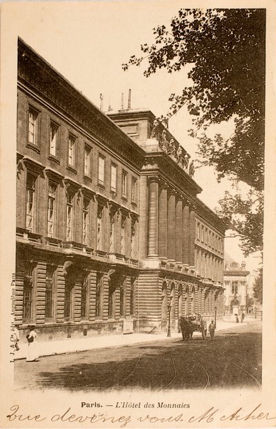 Postkort/Hotel des Monnins/Paris/Seine/Ile de France/Frankrike av William M. Timlin