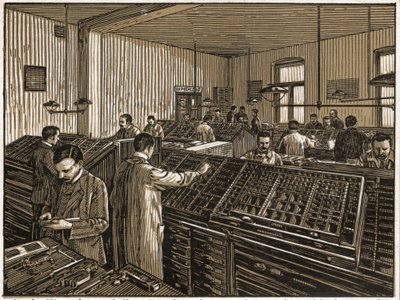 Trykkeri i Budapest. (gravering, ca. 1910) av Unbekannter Künstler