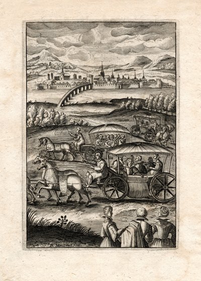 Prosesjon med lutenister, Paris, ca. 1650 (gravering) av Unbekannter Künstler