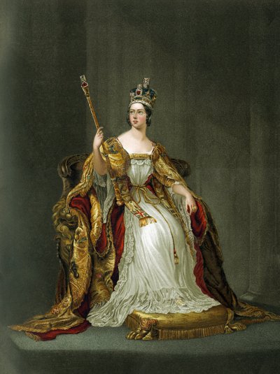 Dronning Victoria av England i kroningskappa i 1837 av Unbekannter Künstler