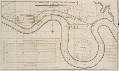 Ralph Walkers foreslåtte plan for Wet Docks i Wapping, London av Unbekannt