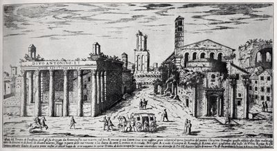 Forum Romanum 1500-tallet (gravering) av Unbekannter Künstler