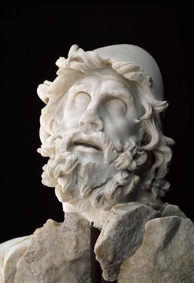 Romersk kunst: gruppe av "" Polypheme blind"": Head of Ulysses - Marmorskulptur, 1. århundre før eller etter JC - Sperlonga, museo Archeologico Nazionale - Head of Ulysses av Unbekannt