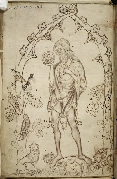 Royal MS 10 B XIV f.3 Døperen Johannes (penn og blekk på papir) av Unbekannter Künstler