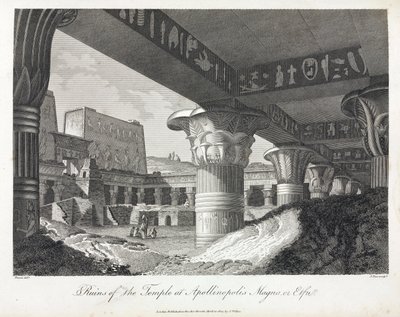 Ruinene av tempelet til Apollinopolis Magna ved Edfu (nåværende Tell El Balamoun, Egypt) (opprinnelig et tempel dedikert til Horus, bygget mellom 237 og 57 f.Kr.) av Unbekannt