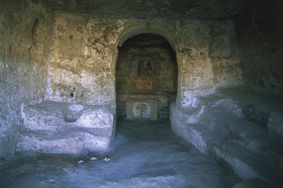 Ruiner av en kirke, Rocky Church, Matera, Basilicata, Italia av Benjamin Baud