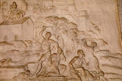 S. Maria dell'Aiuto kirke, Catania, Sicilia (Italia). Ekte kopi av Santa casa di Loreto (det hellige hus av Loreto), laget på 1700-tallet av Giuseppe Lauria. Detalj : Relieffer. (bilde) av Unbekannt