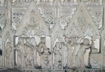 Sarkofag av Pedro I (1320-1367) med scener fra livet til St Bartholomew, kirken i Alcobaca kloster (UNESCOs verdensarvliste av Benjamin Baud