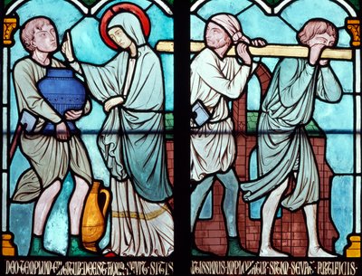 Scene fra livet til St. Louis, glassmalerier fra Notre Dame-katedralen, Paris, Ile-de-France, Frankrike av Benjamin Baud