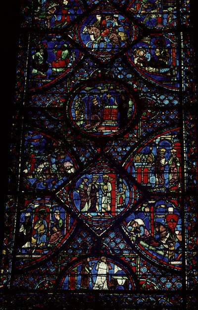 Scener fra Karl den Stores liv (747-814) fra ambulatoriet, ca. 1215-35 (farget glass) (se også 98072) av Unbekannt