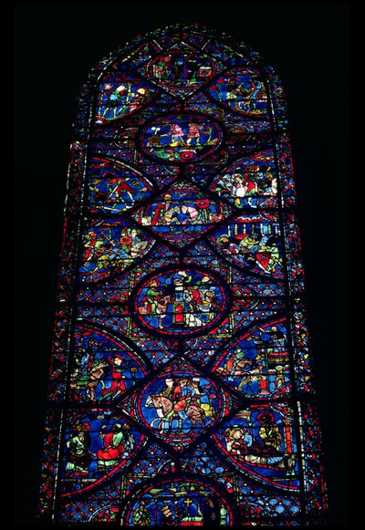 Scener fra Karl den Stores liv (747-814) fra ambulatoriet, ca. 1215-35 (farget glass) (se også 98071) av Unbekannt