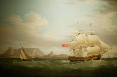 Skip foran Cape Town i Sør-Afrika. Maleri. Nasjonalmuseet for kultur, Pretoria, Sør-Afrika av Unbekannter Künstler
