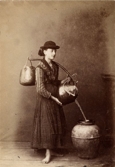 Små metier: portrett av en vannbærer. 1800-tallet Trykk på papp Dim. 6x8,7 cm av Unbekannt