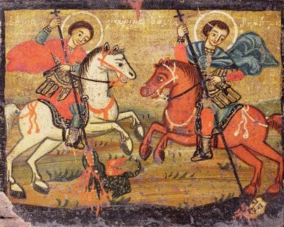 St.George og St.Demetrios, gresk (provinsiell) av Unbekannter Künstler