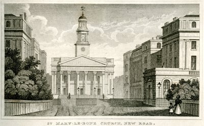 St Mary-le-bone kirke, New Road av Unbekannt