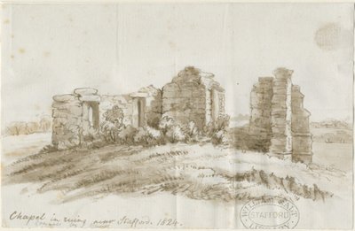 Stafford - Creswell Chapel: penn- og vasketegning, 1824 av Unbekannt