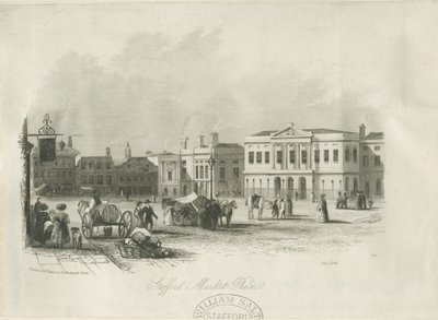 Stafford - Market Place: gravering, nd [c 1841] av Unbekannt