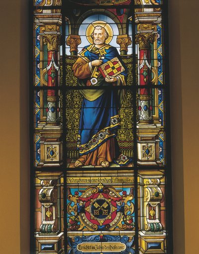Glassmaleri av St. Peter, Stockholm, Sverige av William M. Timlin