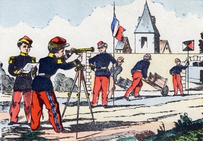 Stalkere. Gravering i "Barnas militæralfabet"". Bilder av Pont-a-Mousson, ca 1890. 20 sider. Sol: 28,5x21cm av Unbekannt