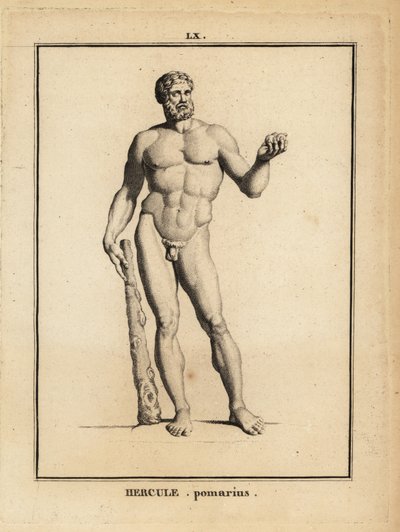 Statue av Hercules Pomarius, romersk helt og gud, med en stor klubbe av Unbekannt