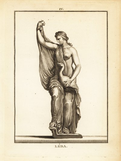 Statue av Leda, etolisk prinsesse senere dronning av Sparta, forført av Zevs i form av en svane av Unbekannt