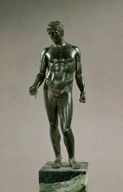Statue av Merkur, tilpasning av den greske Discophoros of Polyclitus, romersk, 25-50 e.Kr. (bronse) av Unbekannt