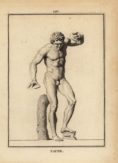 Statue av en faun ved en Bacchanalian Orgie med cymbaler og Scabellum av Unbekannt