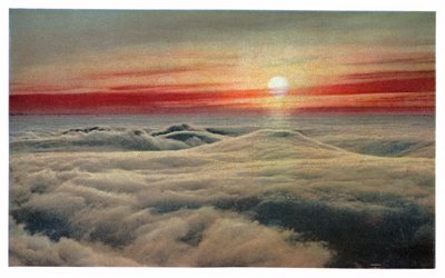 Soloppgang over skyene, ca. 1930 (trykk) av Unbekannter Künstler