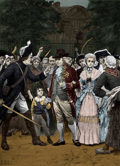 Den franske kongefamilien på vei til forsamlingen 1792 av Unbekannter Künstler