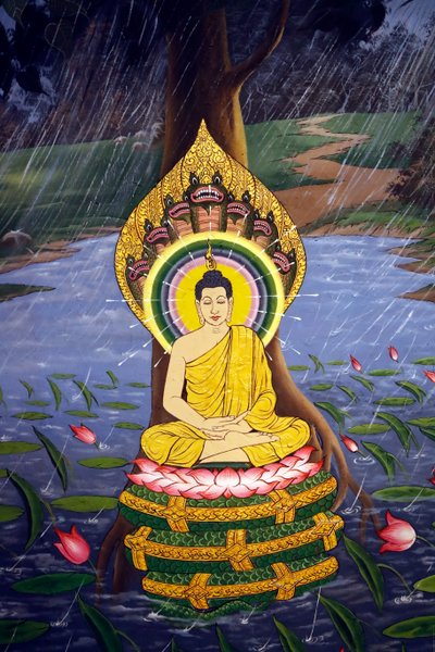 Buddhas liv, Siddhartha Gautama, veggfreskomaleri, Wat Botum-tempelet, Phnom Penh, 2022 (bilde) av Unbekannter Künstler